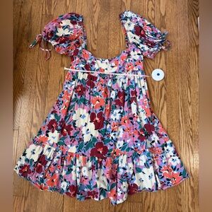 Olivaceous Colorful Floral Dress Set